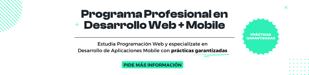 Imagen en la que se puede ver el Programa Profesional en Desarrollo Web + Especialización en Mobile, en el que se enseña sobre bases de datos relacionales y sus ventajas y desventajas